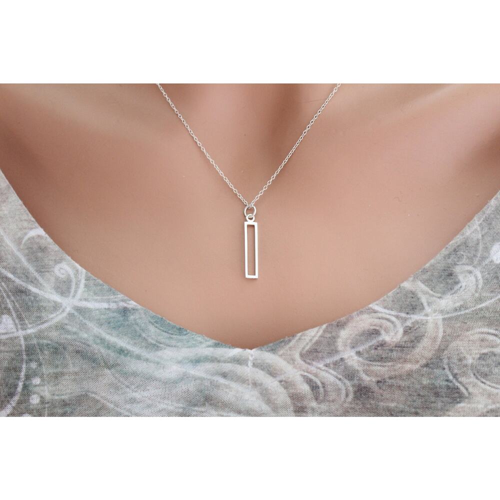 Sterling Silver Openwork Short Rectangle Bar Char… - image 4